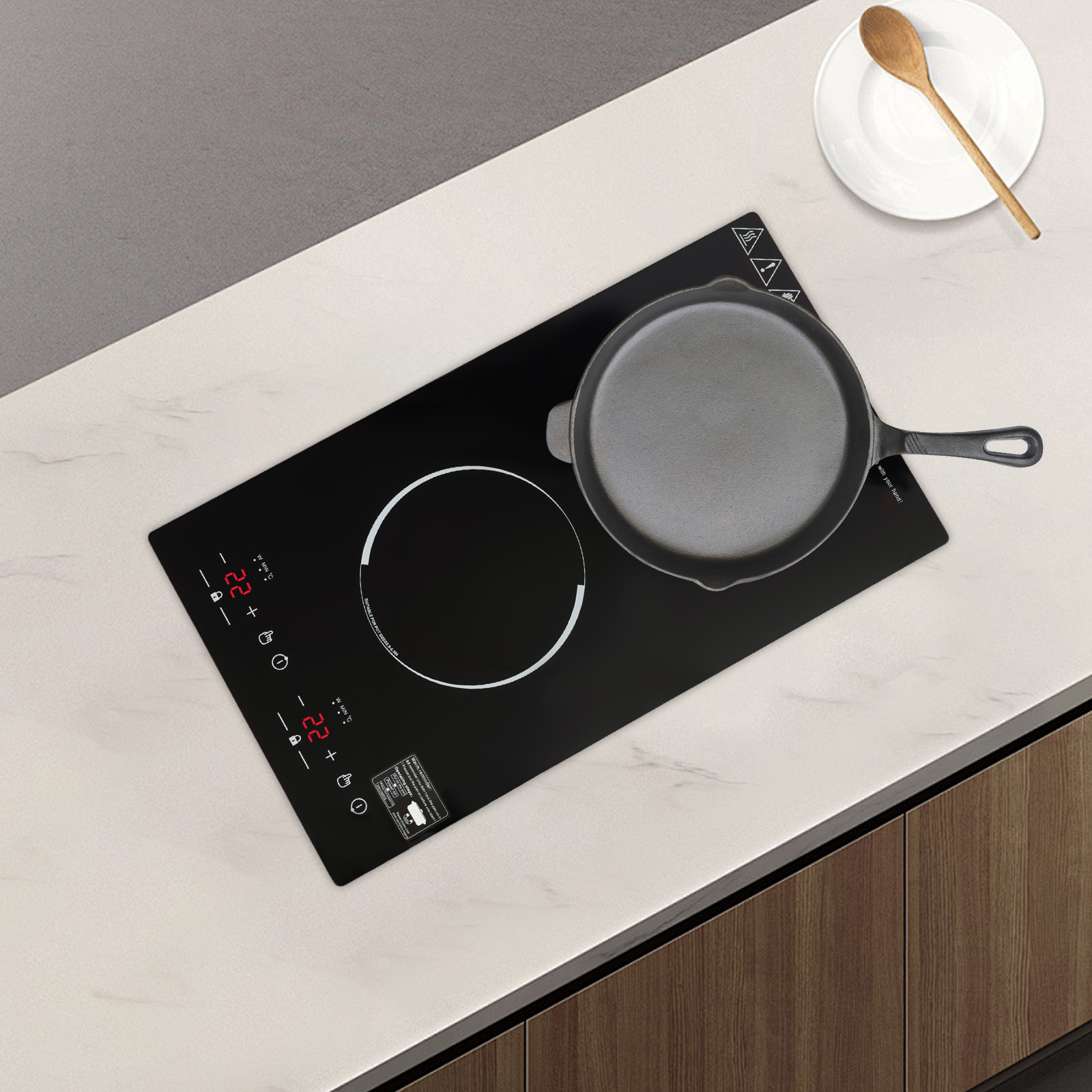 Hot Pot Portable Dual - Black Microcrystalline Double Induction Cooktop,Portable Induction