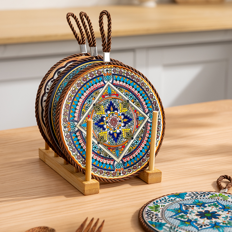 Dutch Oven Enamel - Vintage Heat Resistant Trivet Mat for
