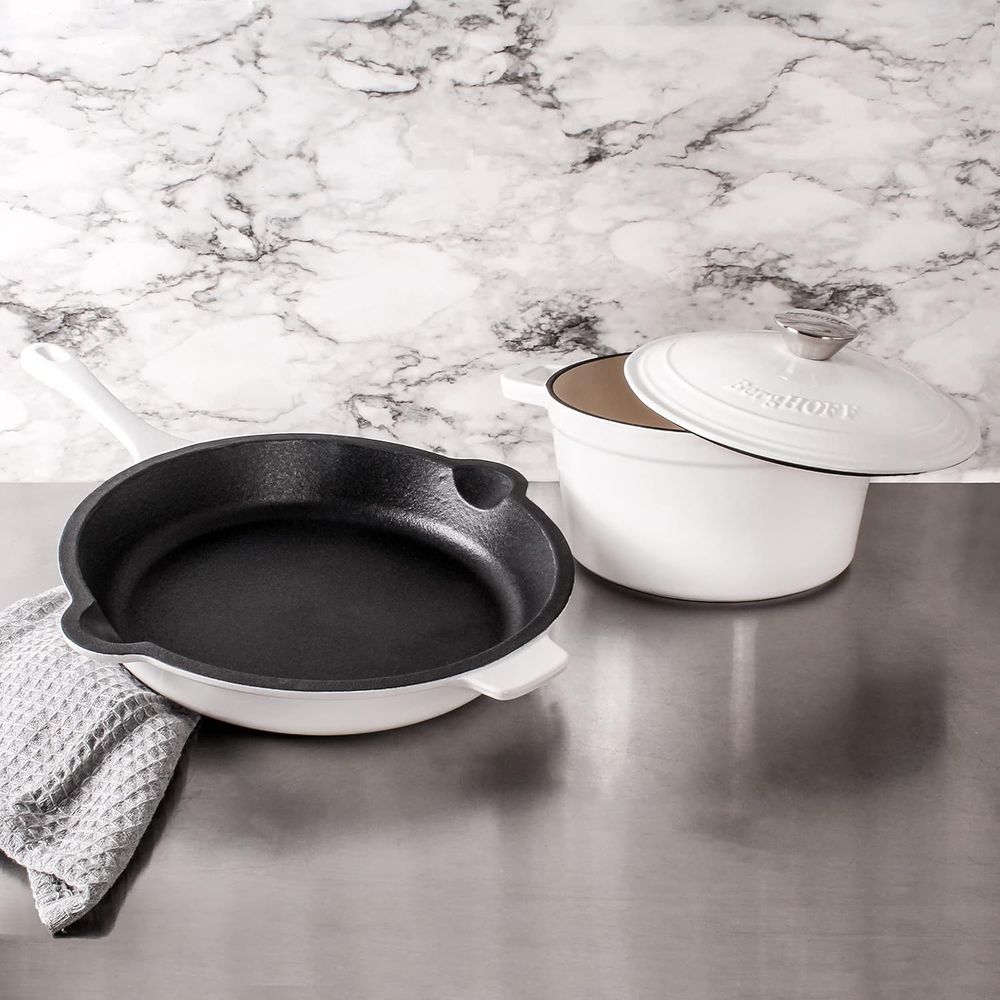 Dutch Oven Enamel - 3-Piece Enameled Cast Iron Cookware Set: