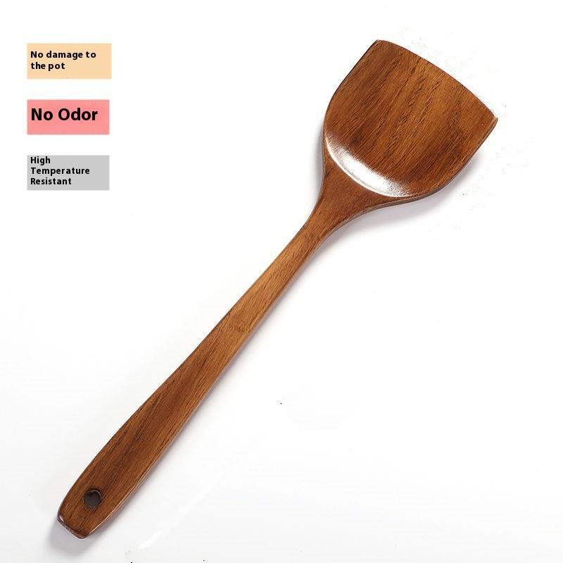 Home Cooking Supplies - Wooden Spatula Long Handle Heat Resistant