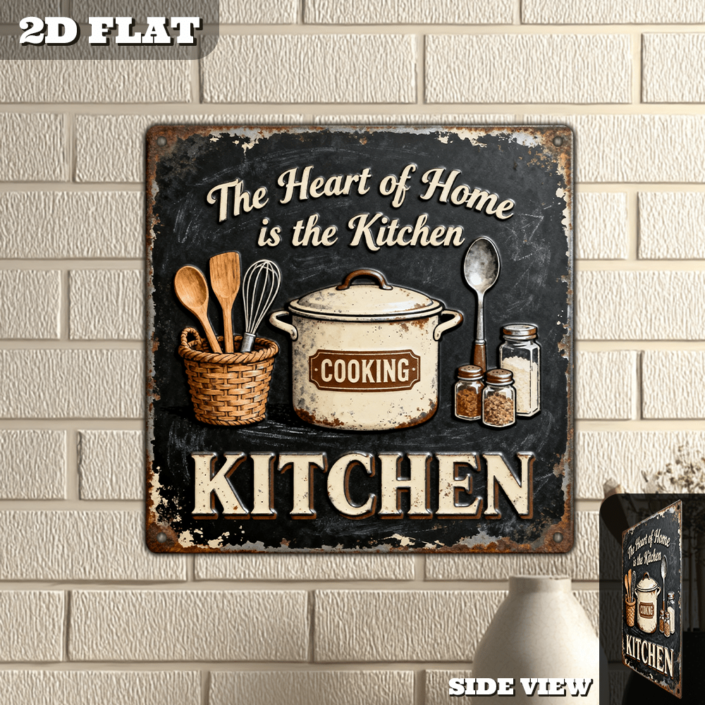 Home Cooking Supplies - Vintage Metal Kitchen Wall Decor Sign