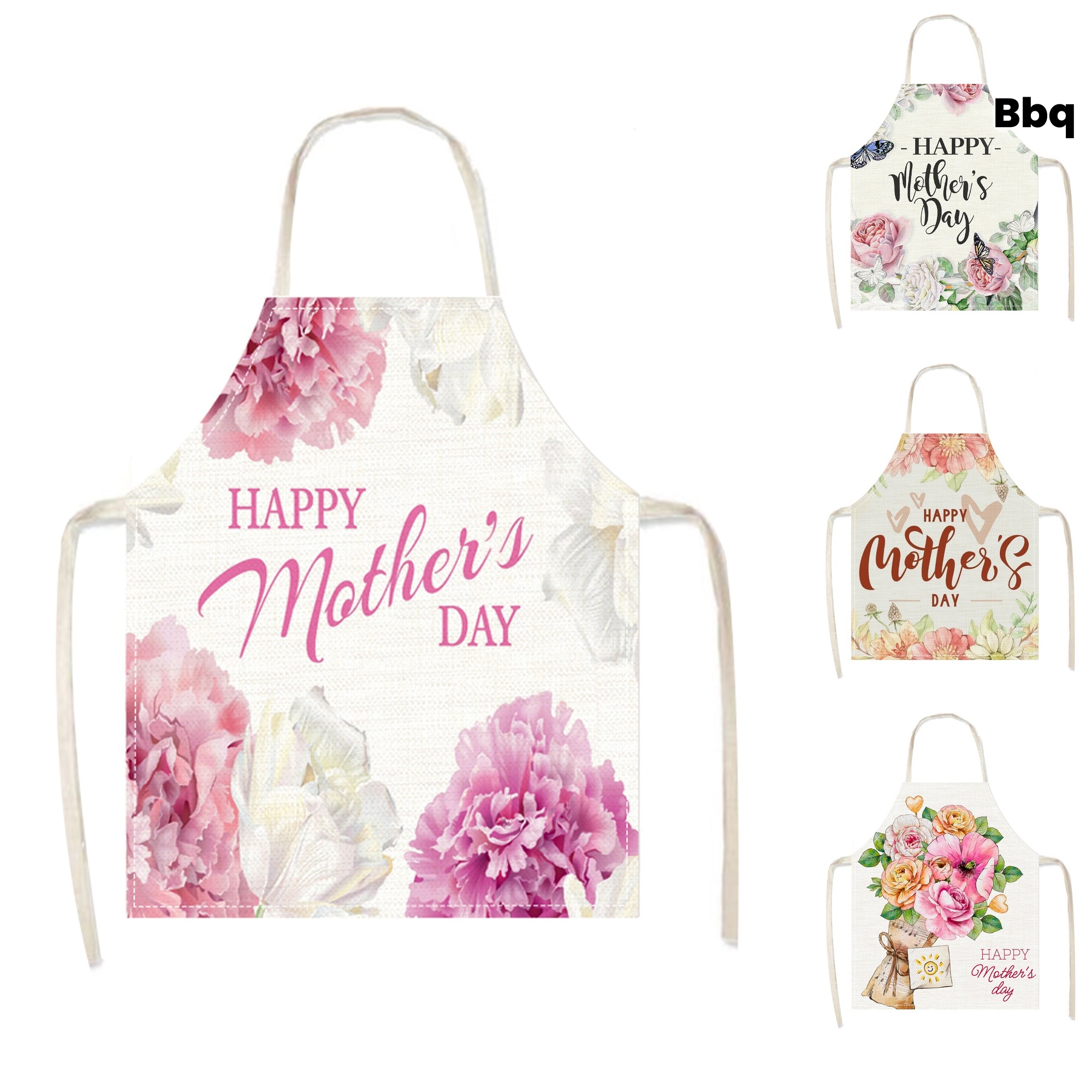 Mom'S Home Cooking - Linen Apron Happy Mothers Day Floral