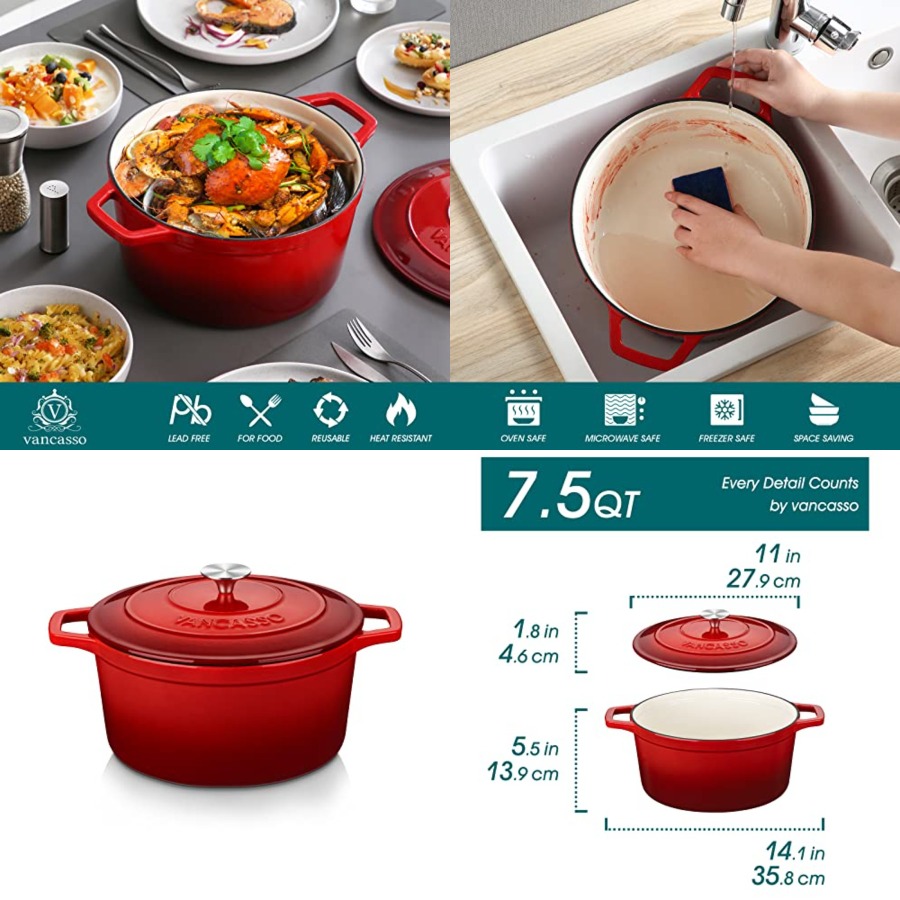 Enameled Cast Iron Dutch Oven, - đánh giá và giá Dutch Oven Enamel