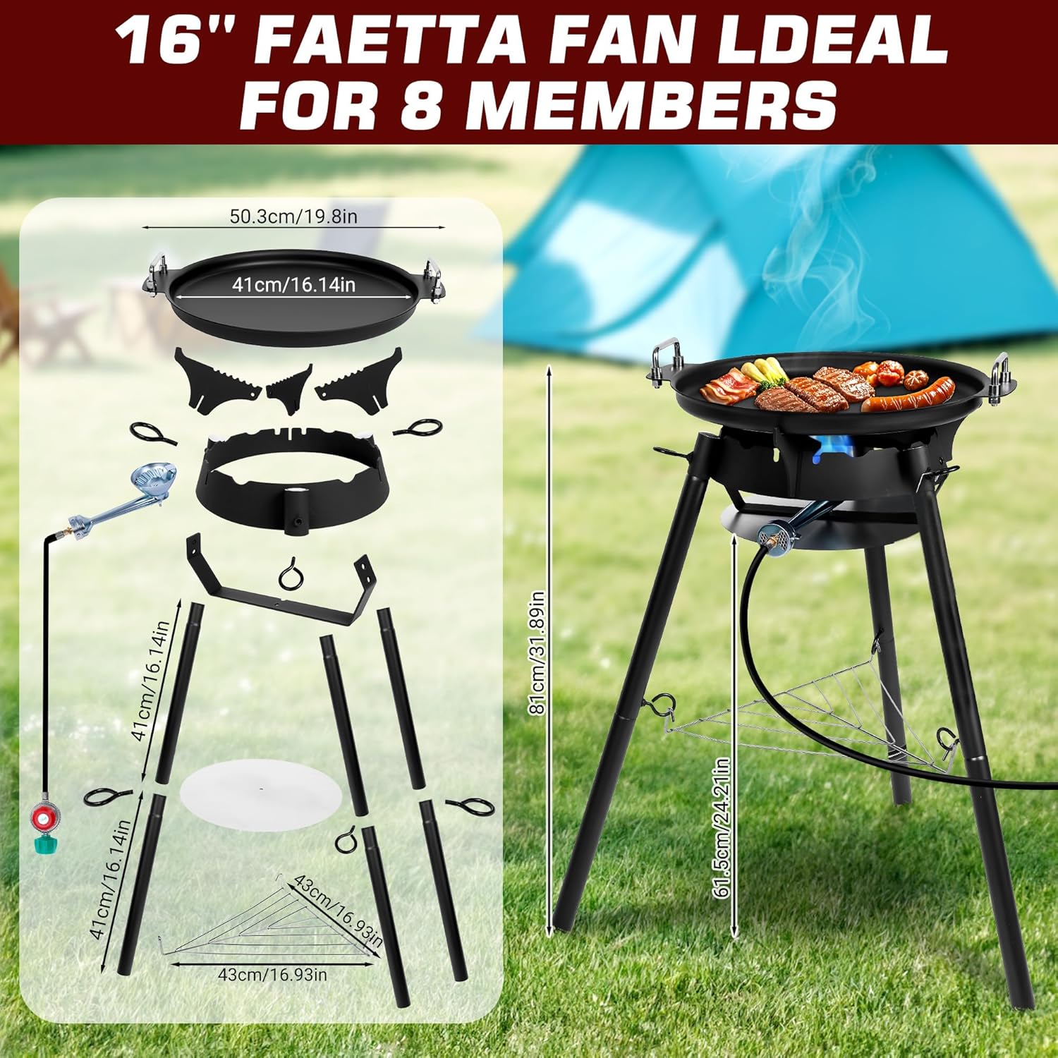 Paella Pan Set with Burner, 16 - đánh giá và giá Paella Pan Steel