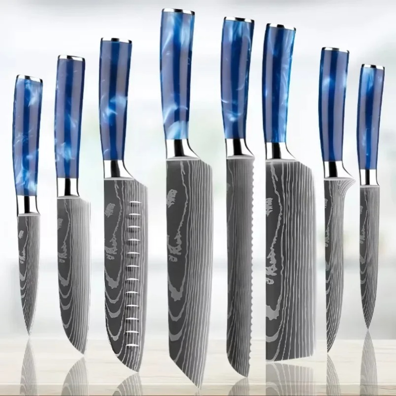 Damascus Patterned Laser Steel - đánh giá và giá Home Cooking Japanese
