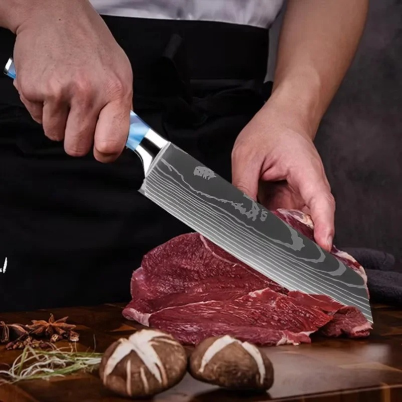 Damascus Patterned Laser Steel - đánh giá và giá Home Cooking Japanese